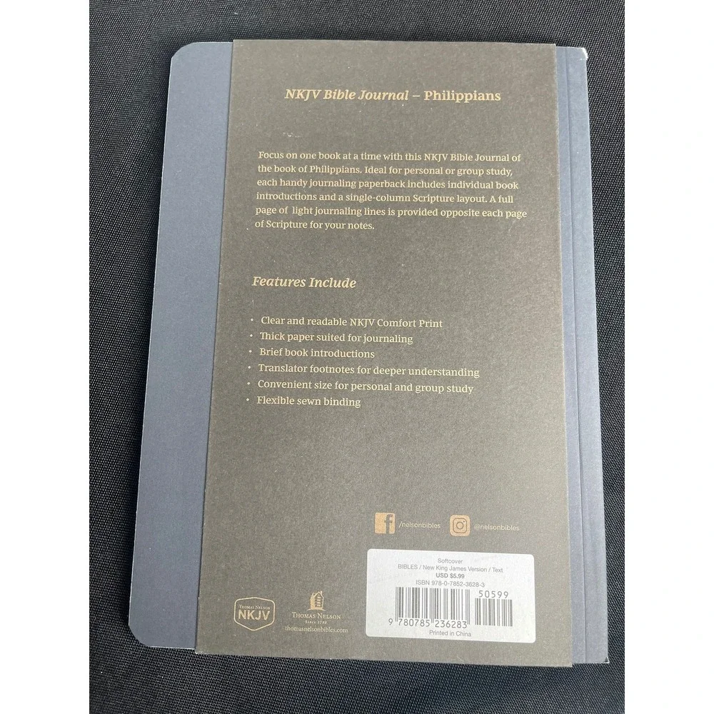 Thomas Nelson NKJV Bible Journal Philippians Softcover Gray Set of 3